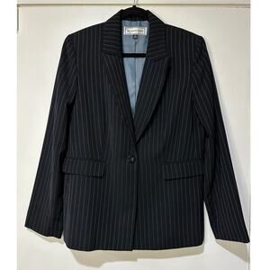 Travis Ayers Navy Pinstripe Blazer Jacket Size 12 EUC Professional Office Dressy